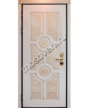Белая дверь МДФ с панелью винорит с золоченым декором - купить от производителя Мосдвери Белая дверь МДФ с панелью винорит с золоченым декором